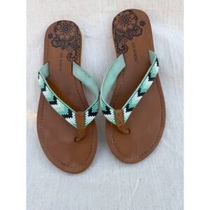 Joe Boxer Woman's Cissy Flip Flop Sandals Green 7/8